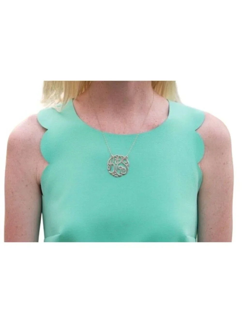 J. Crew Dress Size 6 Green Sheath Playful Scalloped Trim Round Neck Sleeveless